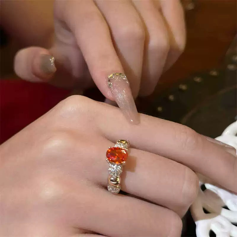 Aviva Iridescent Gemstone Open Ring - One Size Open [WCZWIE5T]