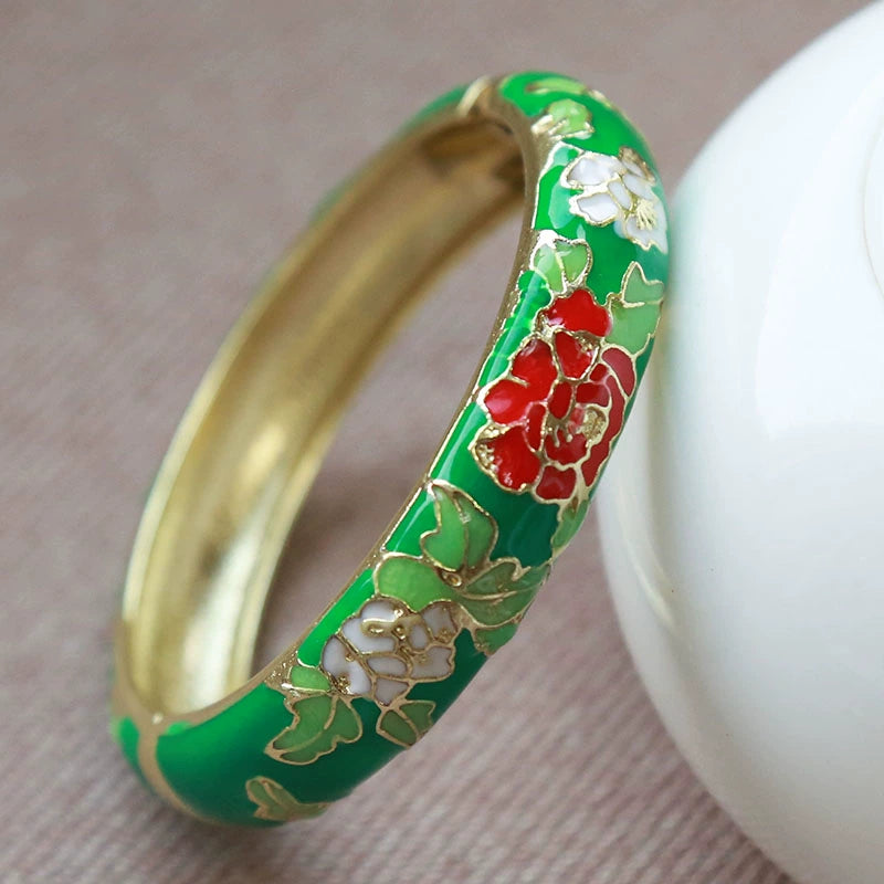 Jariah Peony Cloisonné Bracelet - Green [X9LTE6H4]