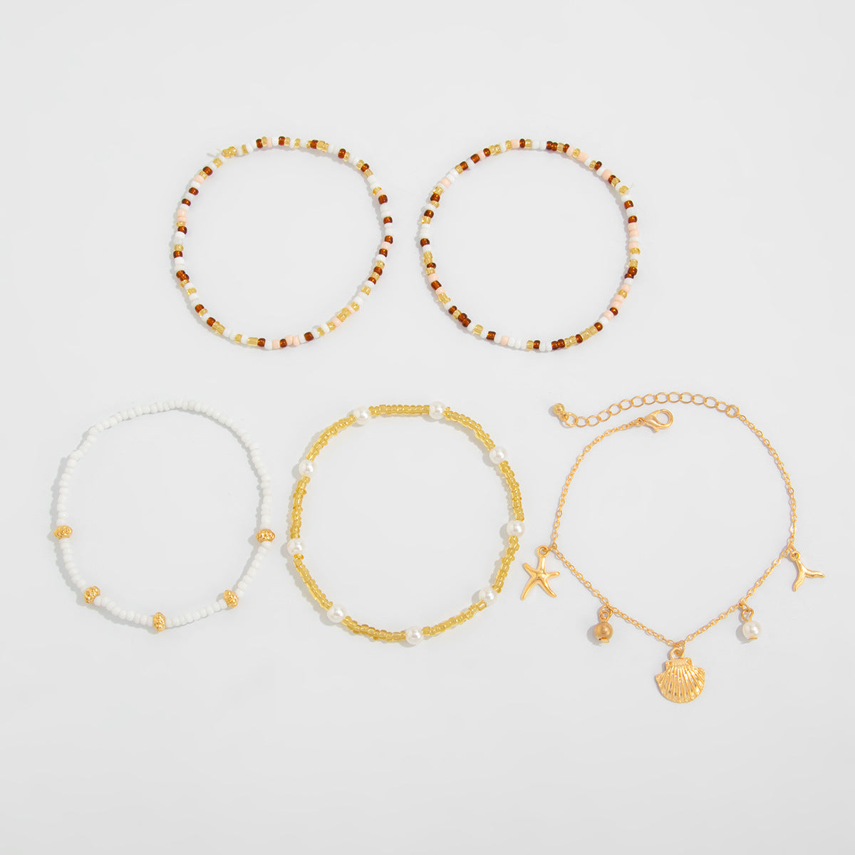 Allyson Shell Charm Anklet Set - Mixed Colors [9YWPPZX7]