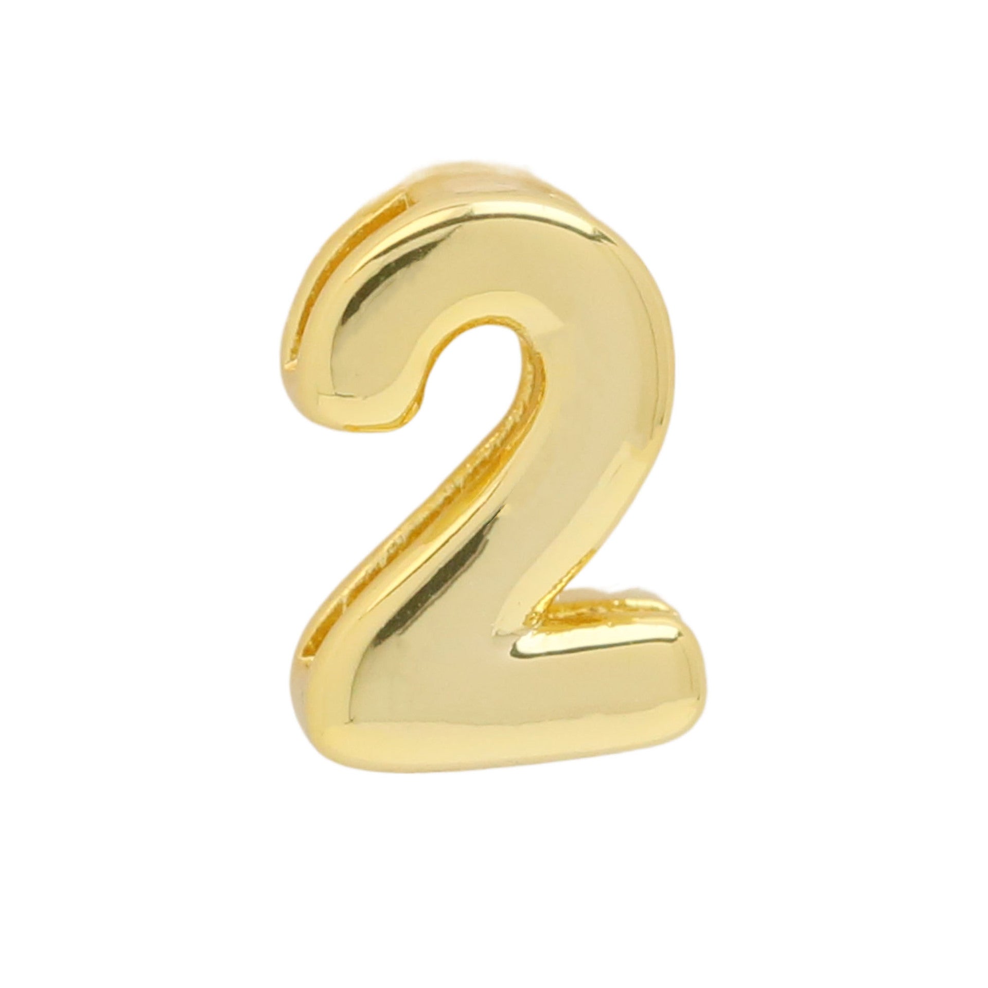 Devora Bubble Letter Necklace - Gold Tone Number 2 Pendant [QFEPDFNK]
