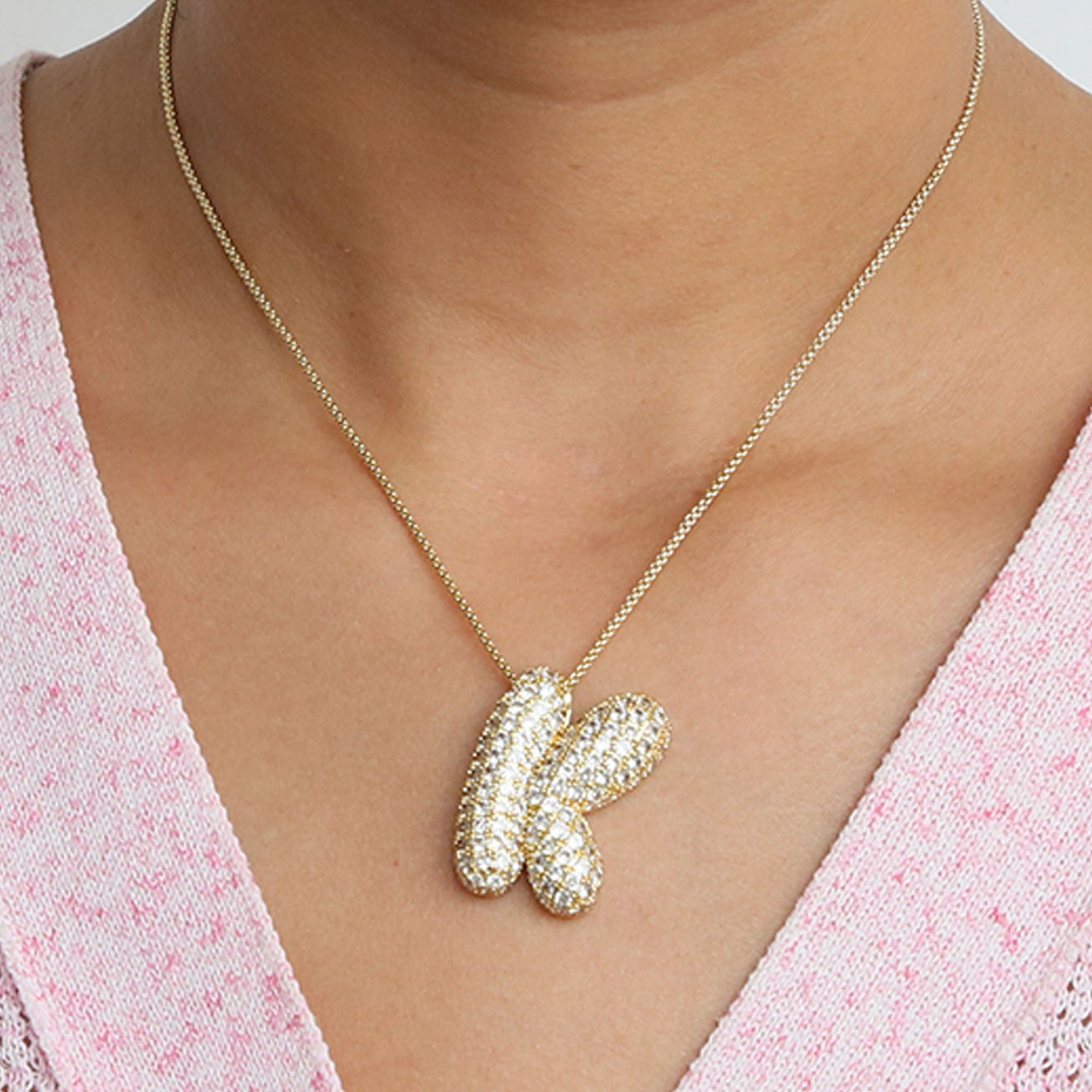 Laiba Bubble Initial Necklace - K [W9B8Q9NK]