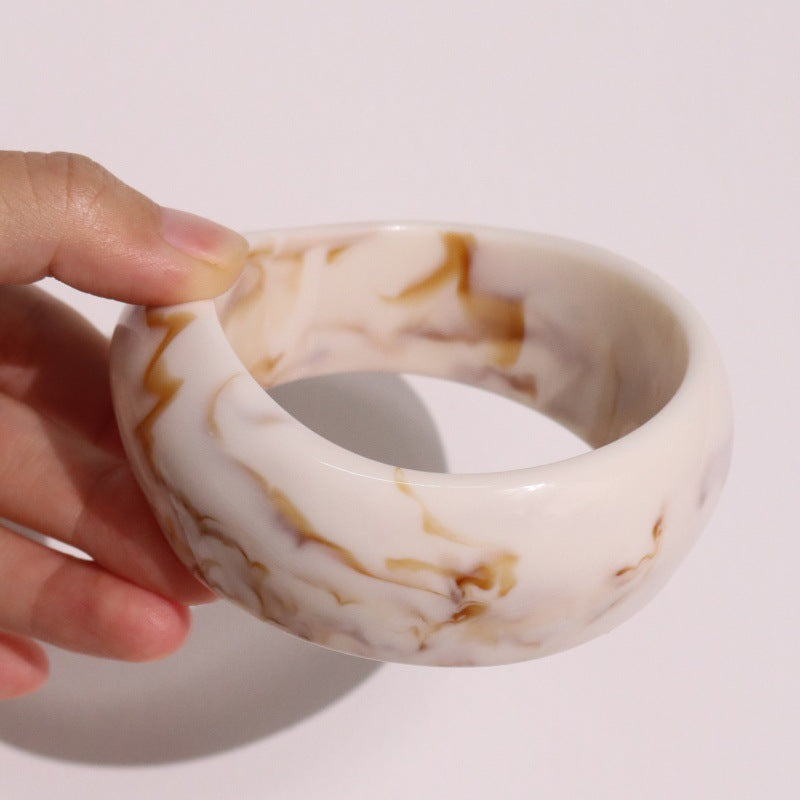 Rylin Marbled Resin Bangle - G - Monochrome Swirl [V7XVF6LD]