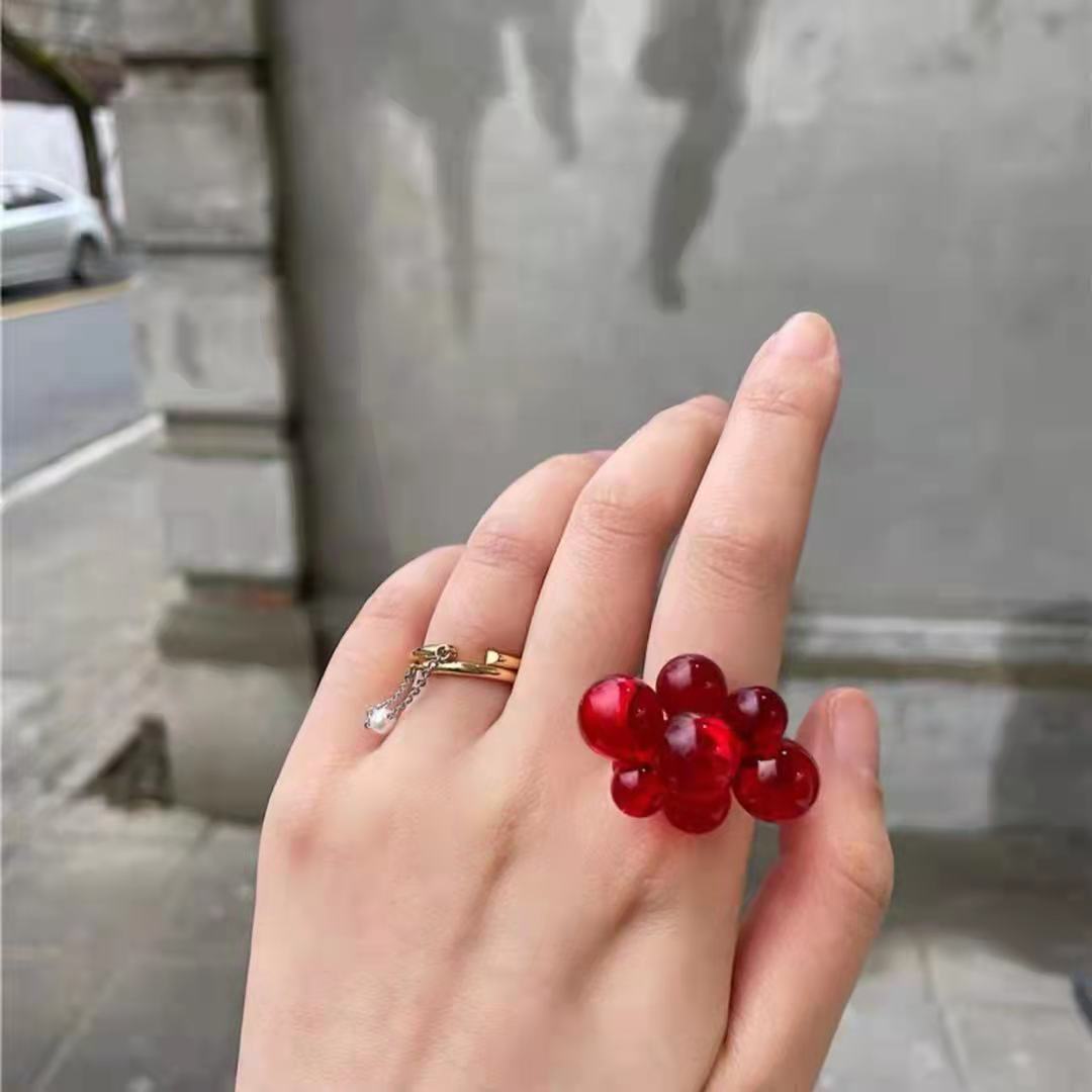Gionna Acrylic Flower Ring - Red [YX2H0H99]