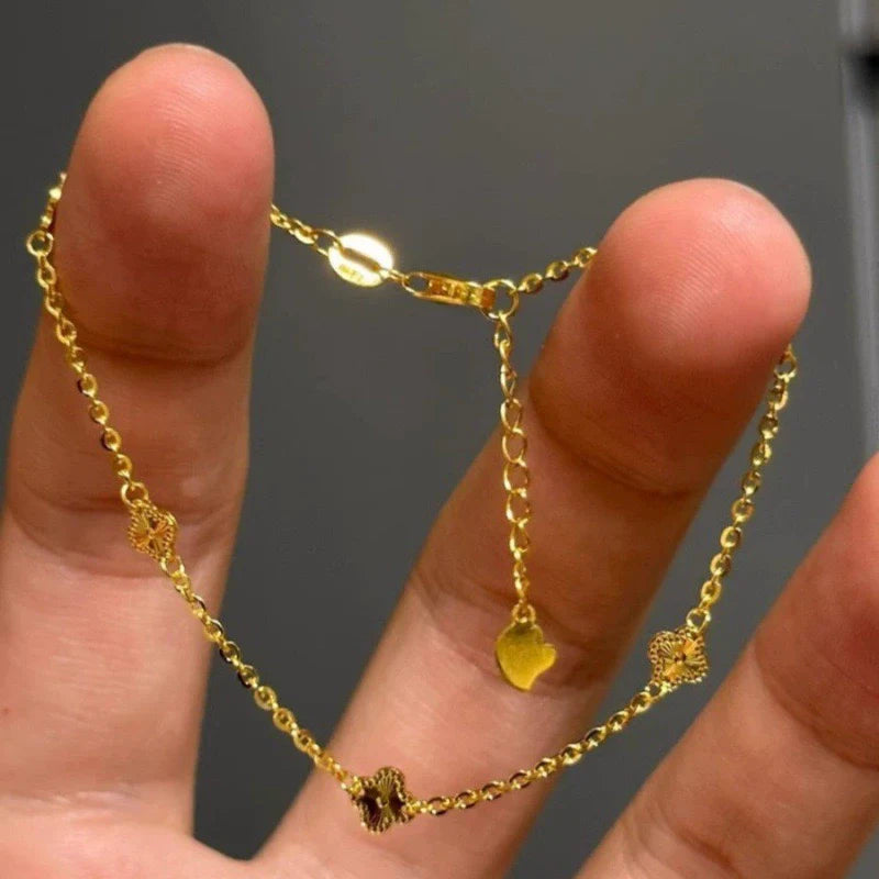 Atlee Delicate Clover Bracelet - Golden Four-leaf Clover Three-Flower Bracelet