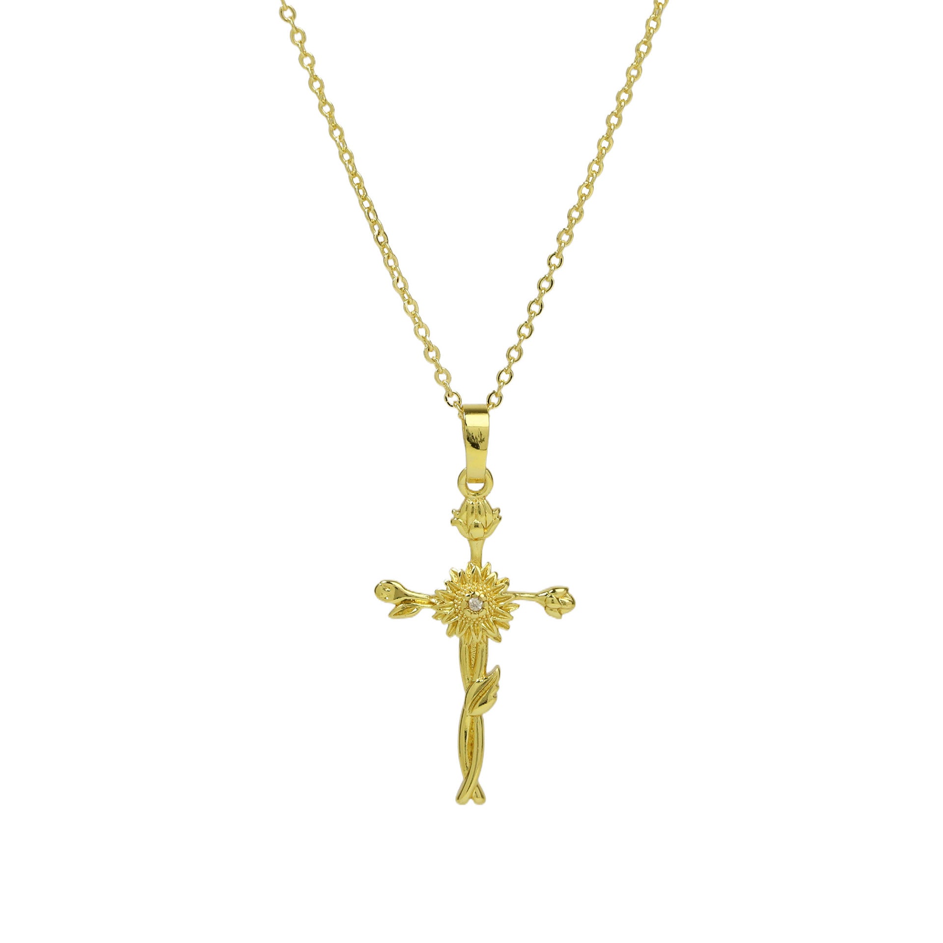 Alaiah Birth Flower Cross Necklace - November [SWGWQX5B]