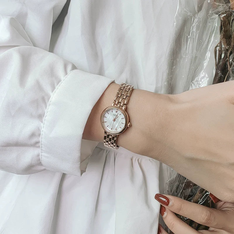 Myonna Elegant Steel Watch - Rose Gold White