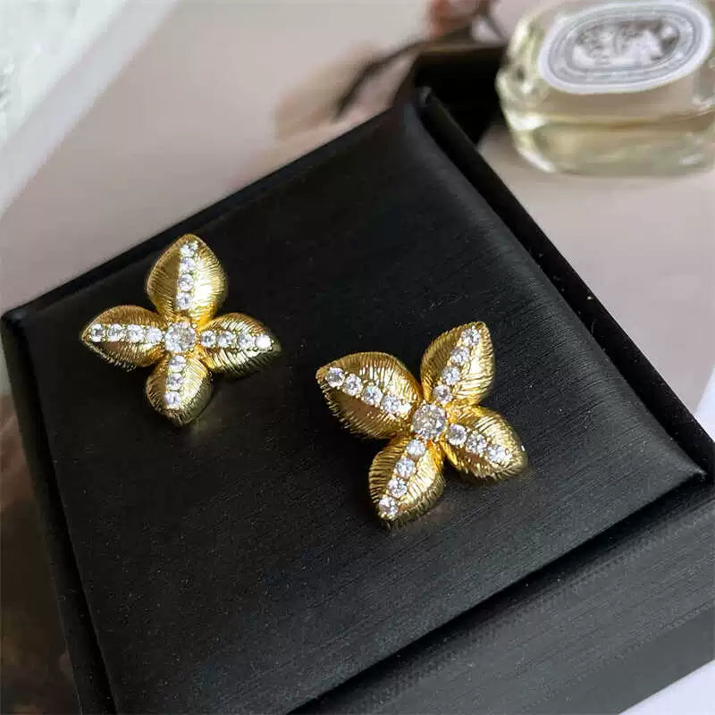 Miral Paved Bloom Earrings - Gold Pair [ONJXPUM7]
