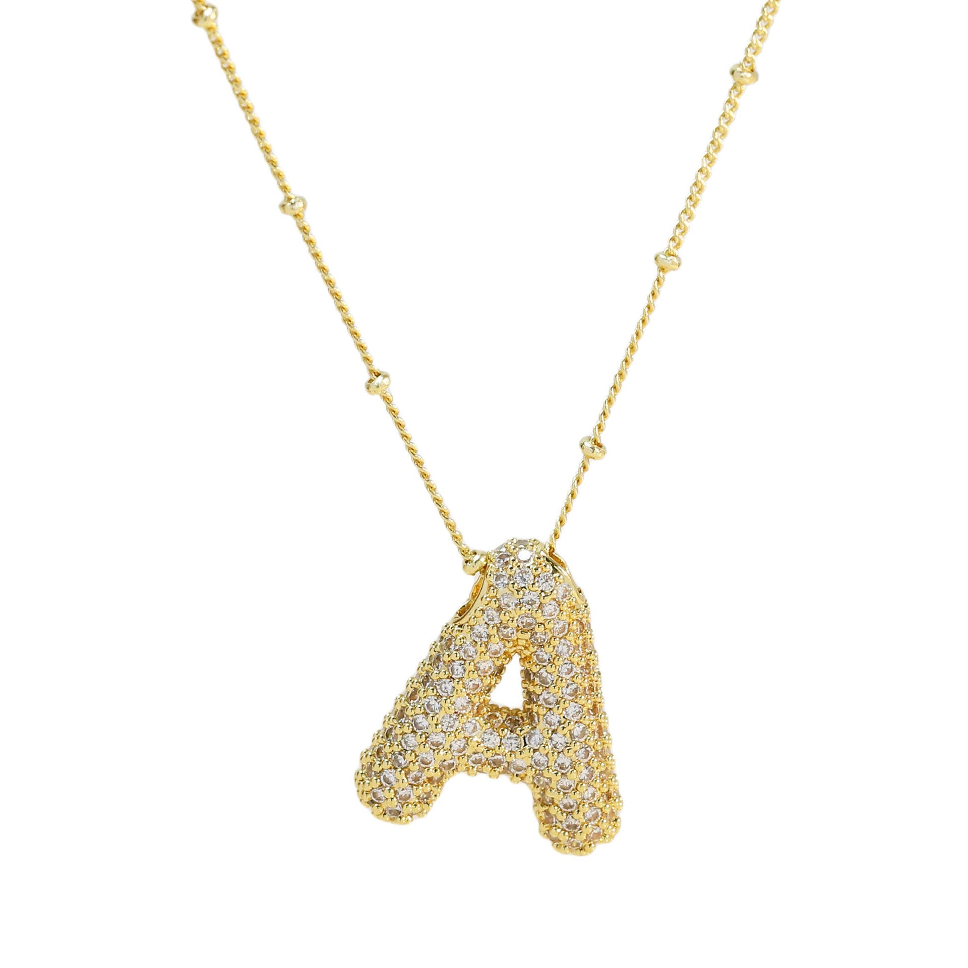 Fynlee Bubble Initial Necklace - Gold A [3T8LRXTJ]