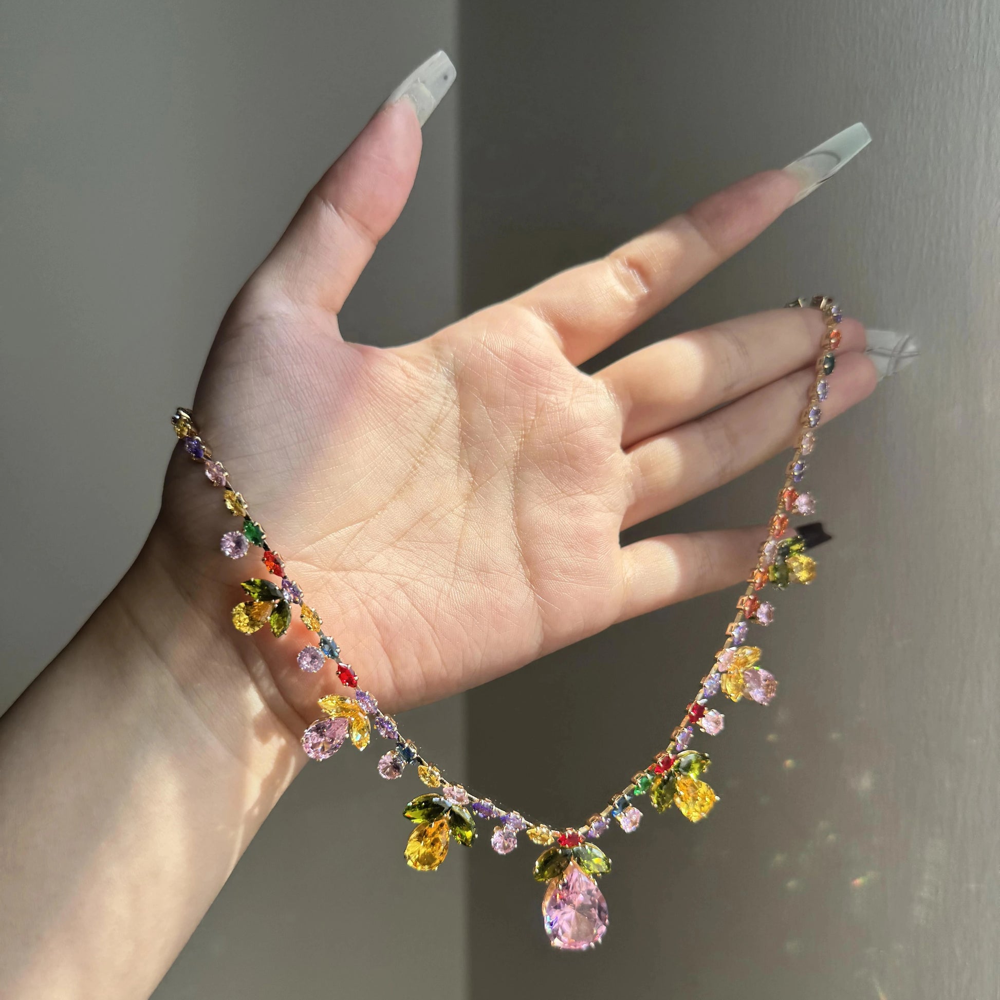 Reem Gilded Zircon Pendant Necklace - Colorful Zircon Necklace [2V41PI91]