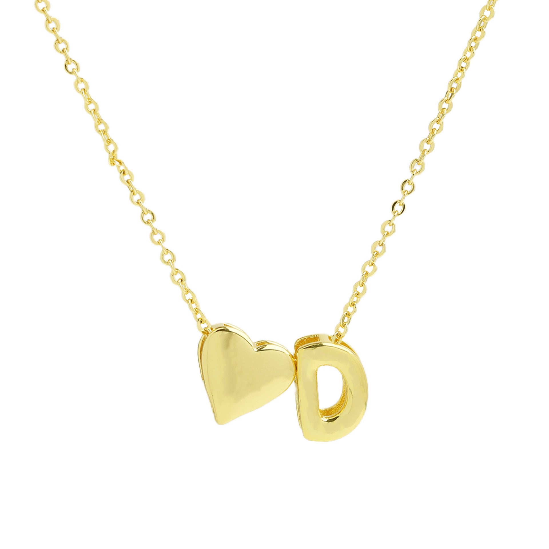 Korie Puffed Initial Necklace - Letter D Necklace [MV3MPJVE]