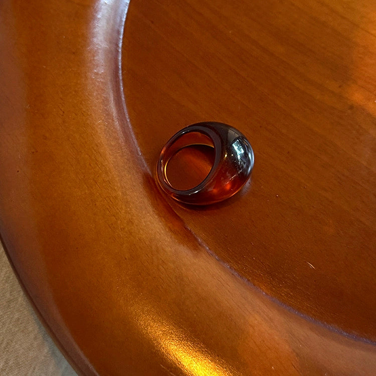 Saryah Asymmetric Statement Ring - Amber Brown Resin Ring [1IQP6IPF]