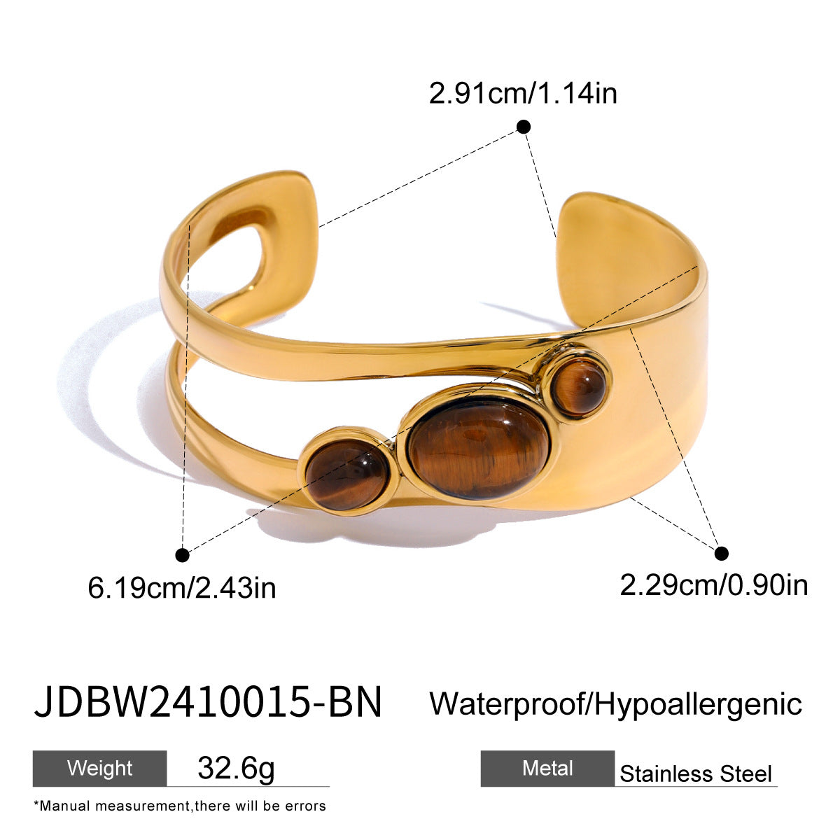 Semaj Pearl Stone Cuff Bracelet - White Pearl & Brown Stone [ZSOJWAE6]