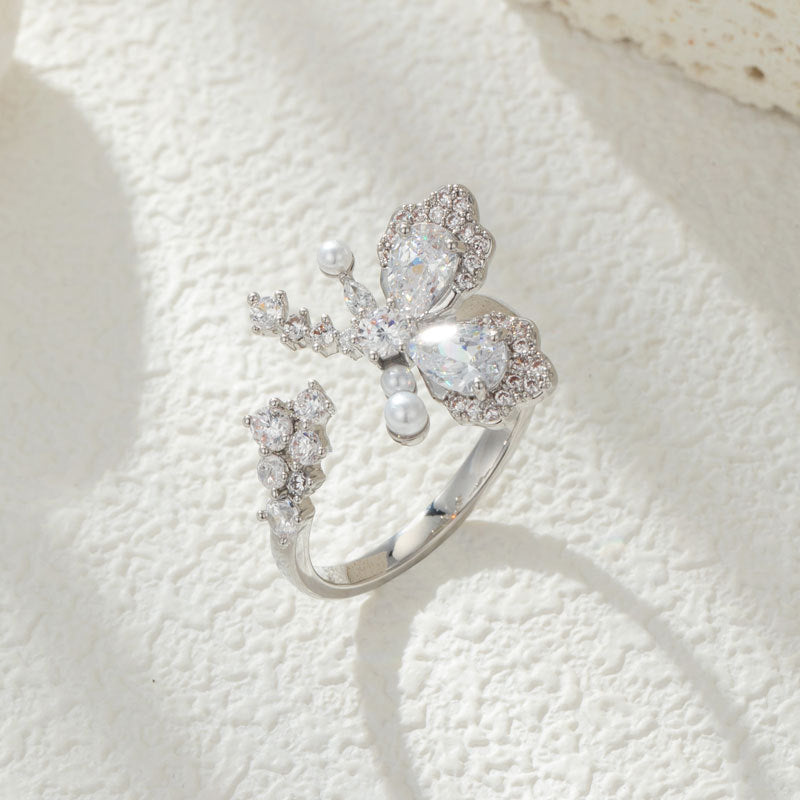 Siyona Delicate Butterfly Open Ring - Gold Tone [A2AU6HK3]