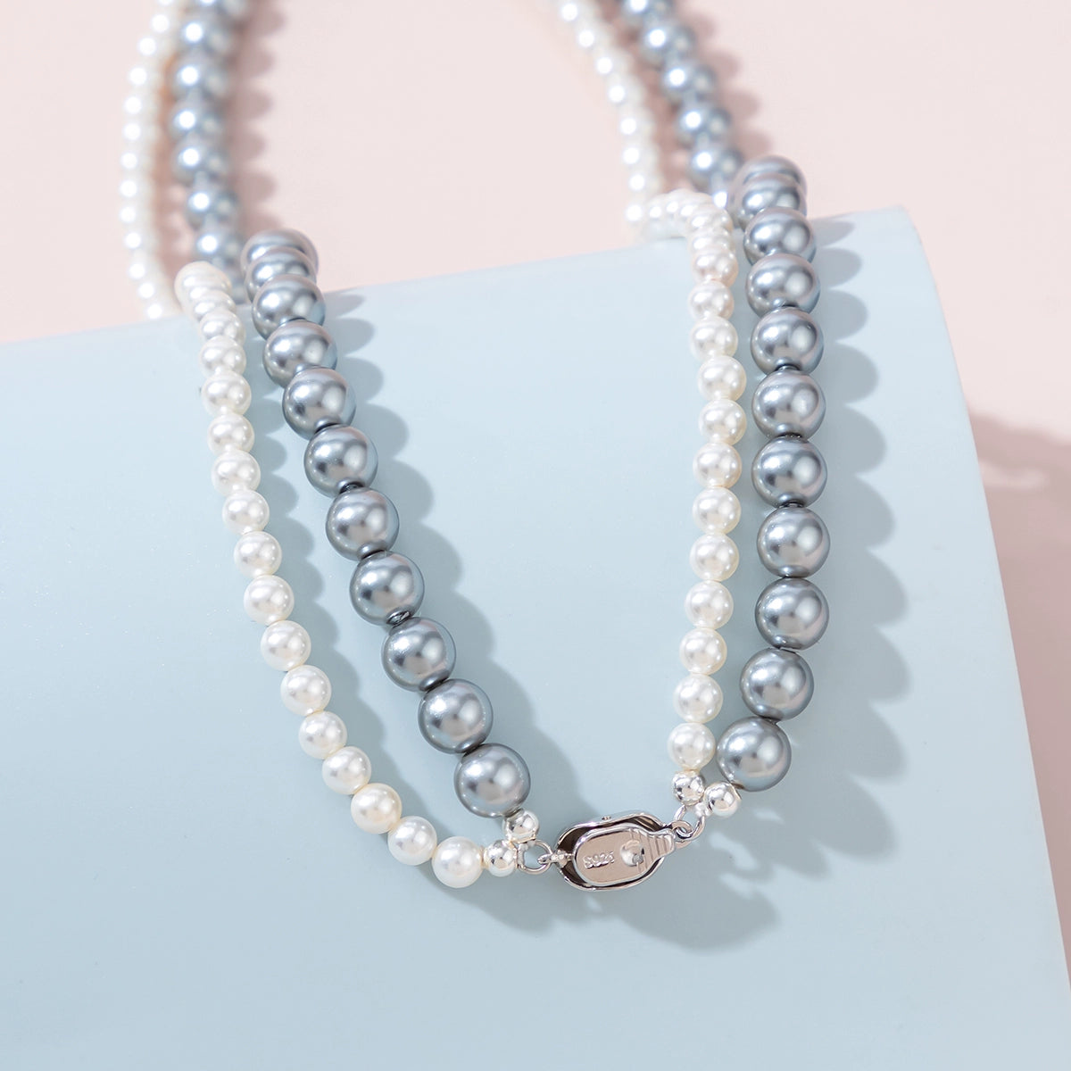 Braylen Pearl Layered Necklace - Mother-of-pearl Ingot Buckle Style [HLT839ZR]