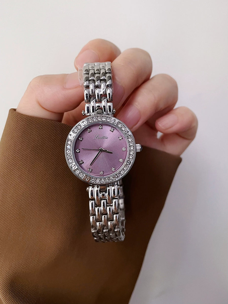 Mia Embellished Steel Watch - Purple