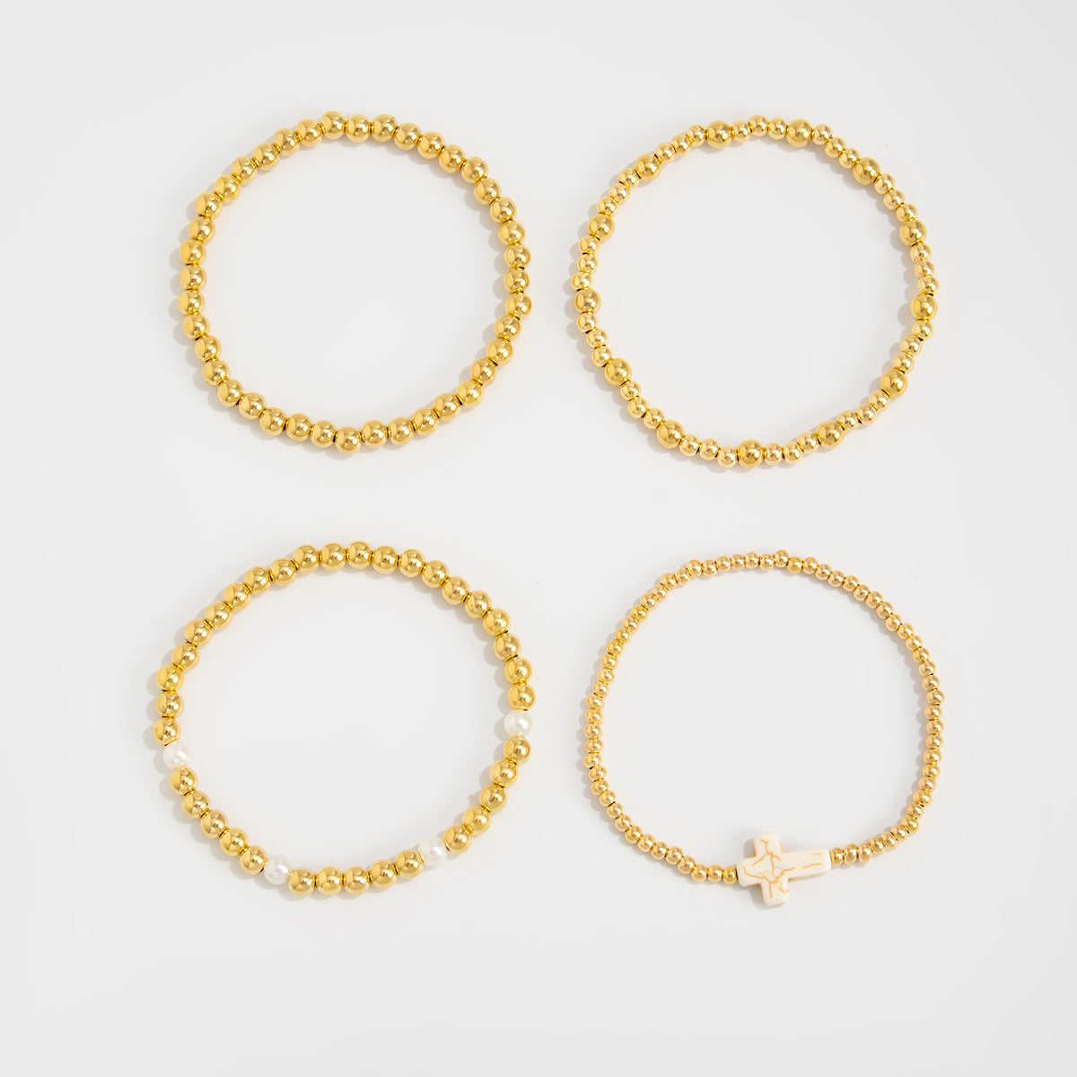 Amina Irregular Beaded Bracelet Set - Gold [4LPPQLYY]
