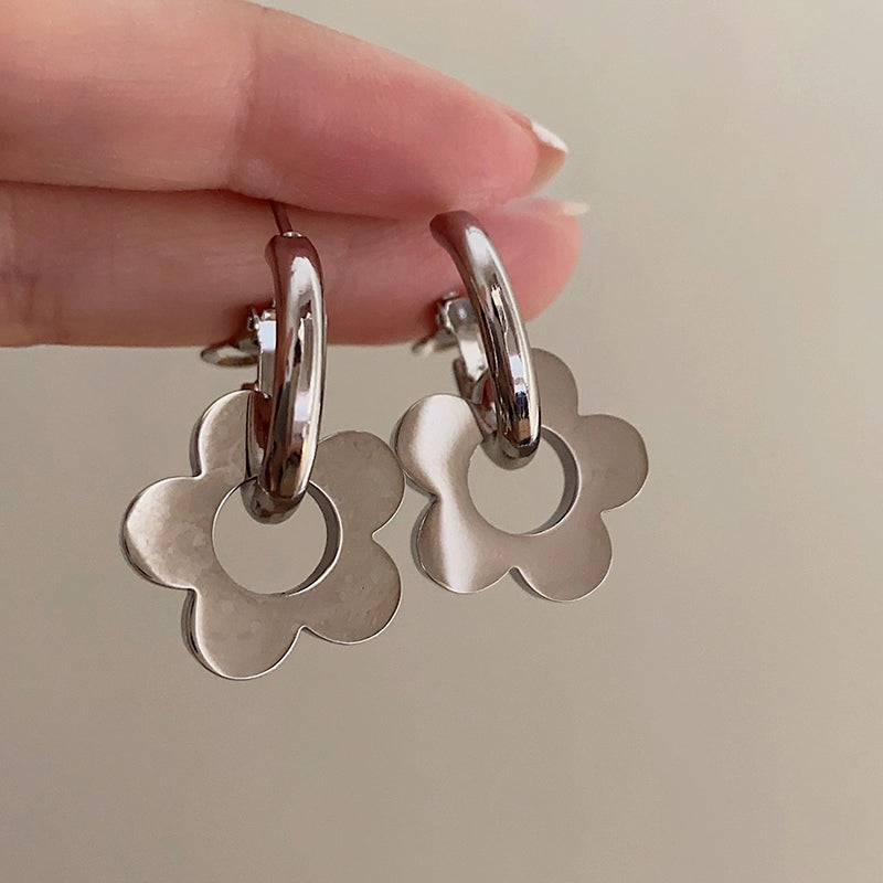 Avayah Floral Charm Earrings - Flower Silver Earring [75K90FO1]