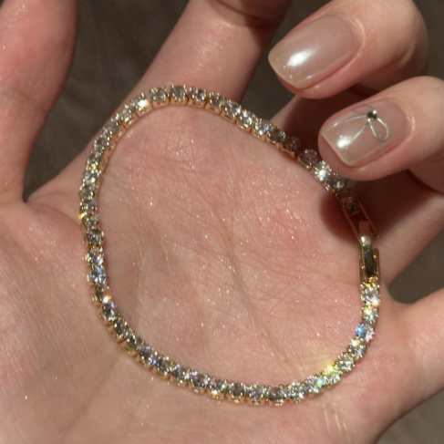 Carmella Delicate Starlight Bracelet - Gold Zircon Bracelet 18cm