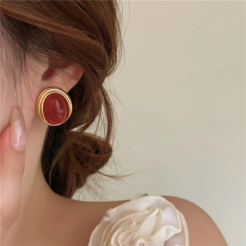 Adelene Acrylic Pearl Drop Earrings - Red Wine [R6M5AFWR]