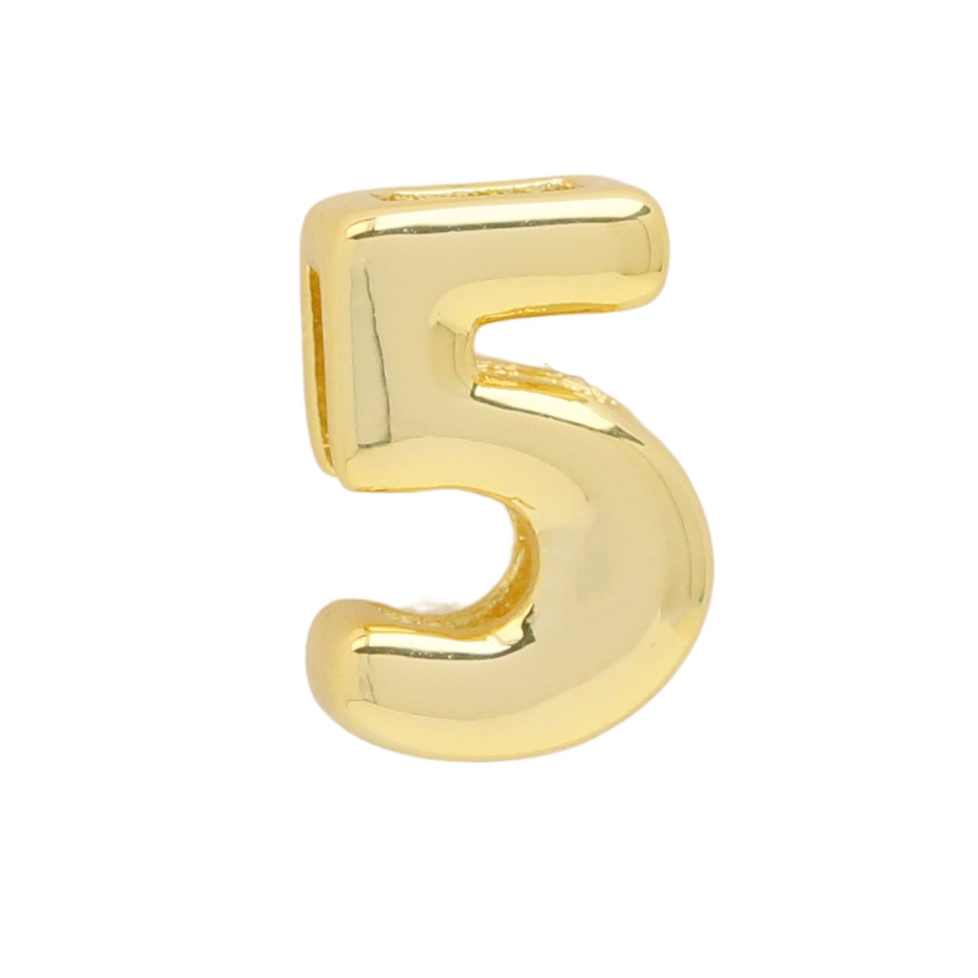 Devora Bubble Letter Necklace - Gold Tone Number 5 Pendant [W2R5OG4D]