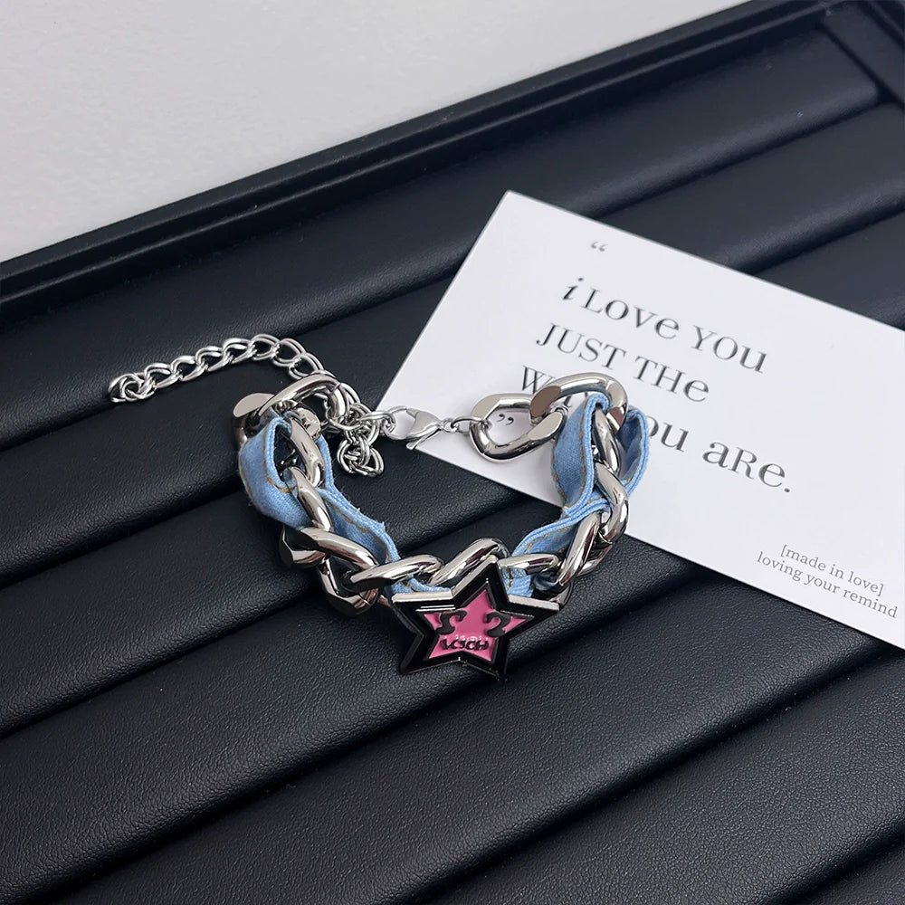 Nikita Star Denim Chain Set - Denim Chain Bracelet