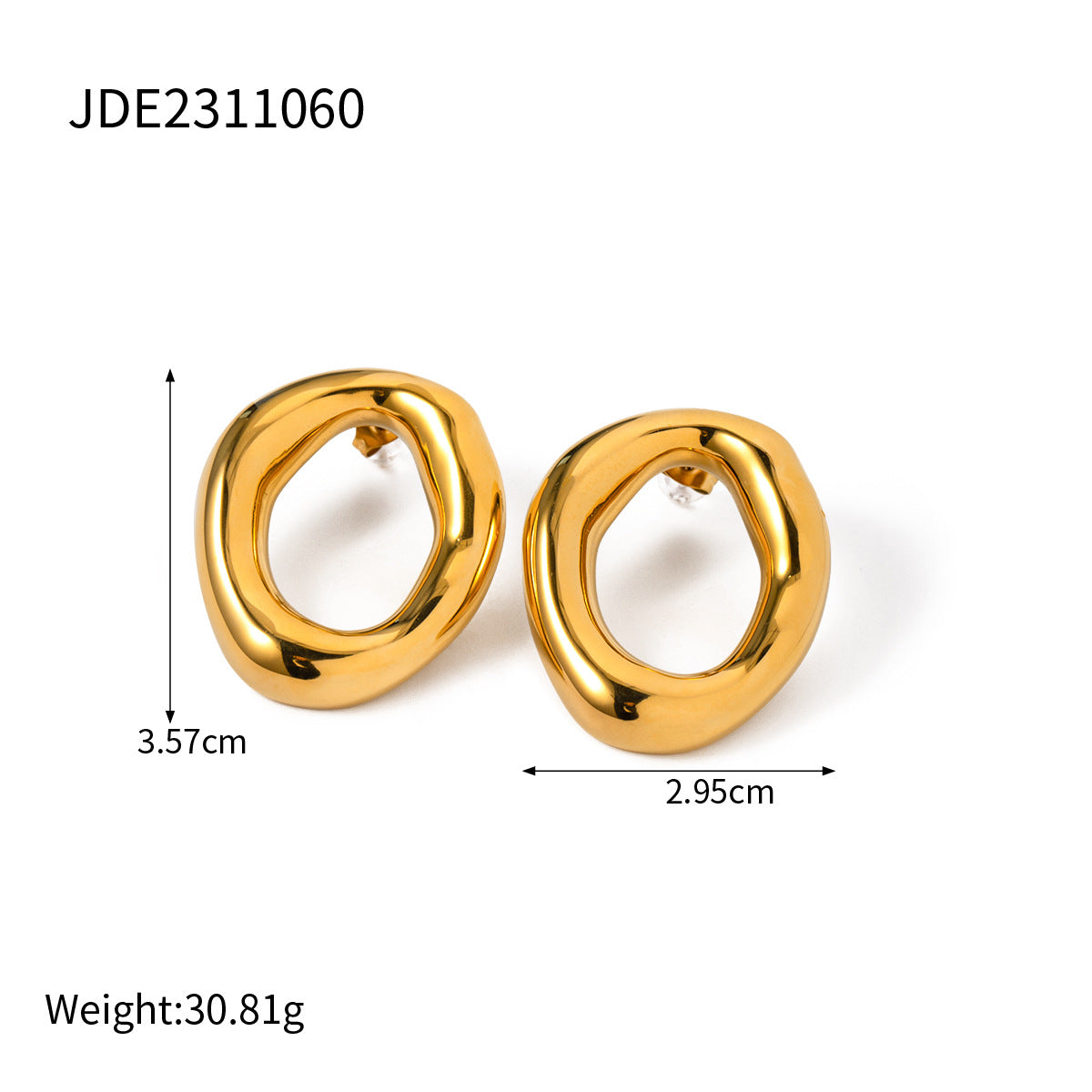 Kalei Gold Hollow Oval Earrings - Gold [M8CCQBNW]