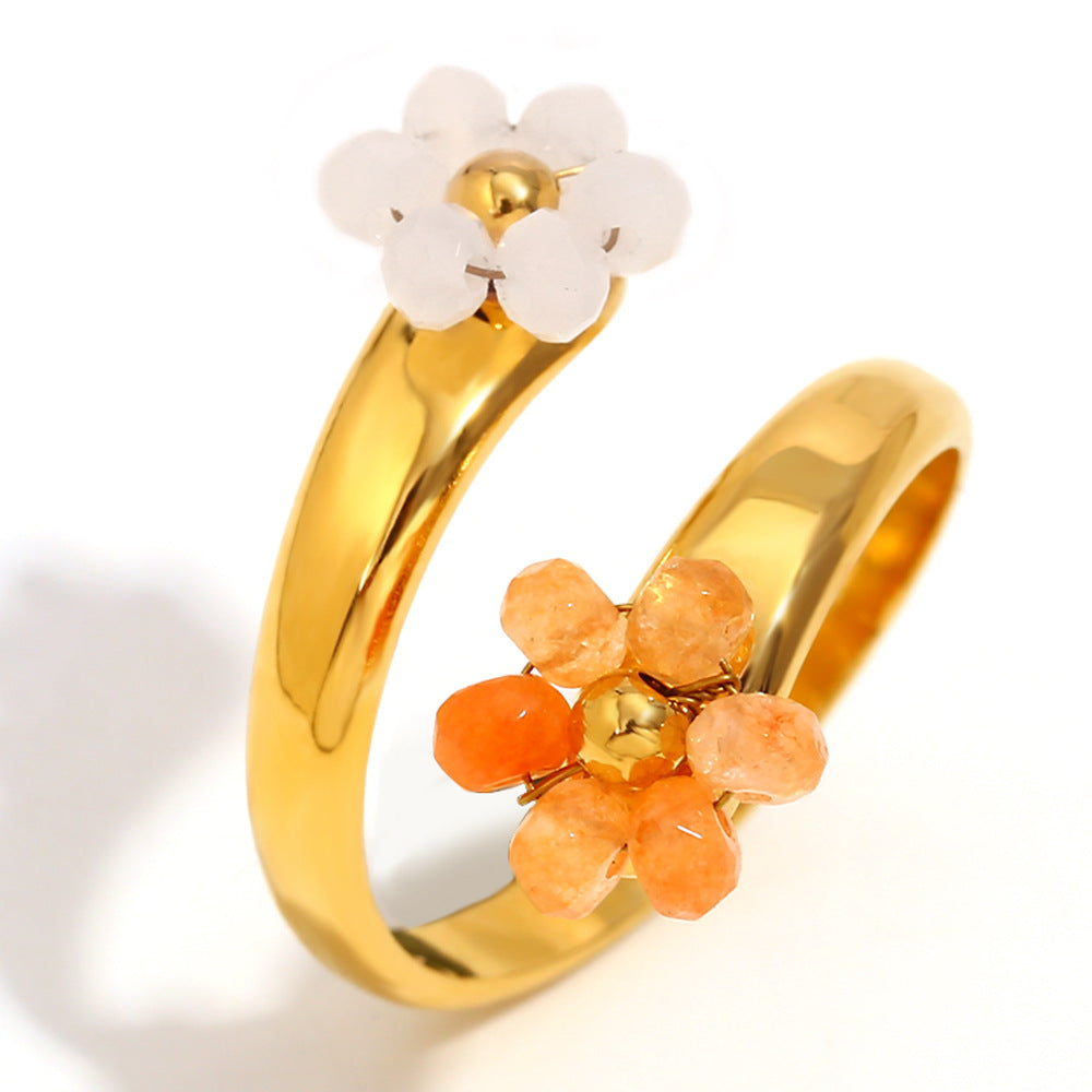 Agnes Floret Open Ring - Gold with Orange Floret [6UX62R37]