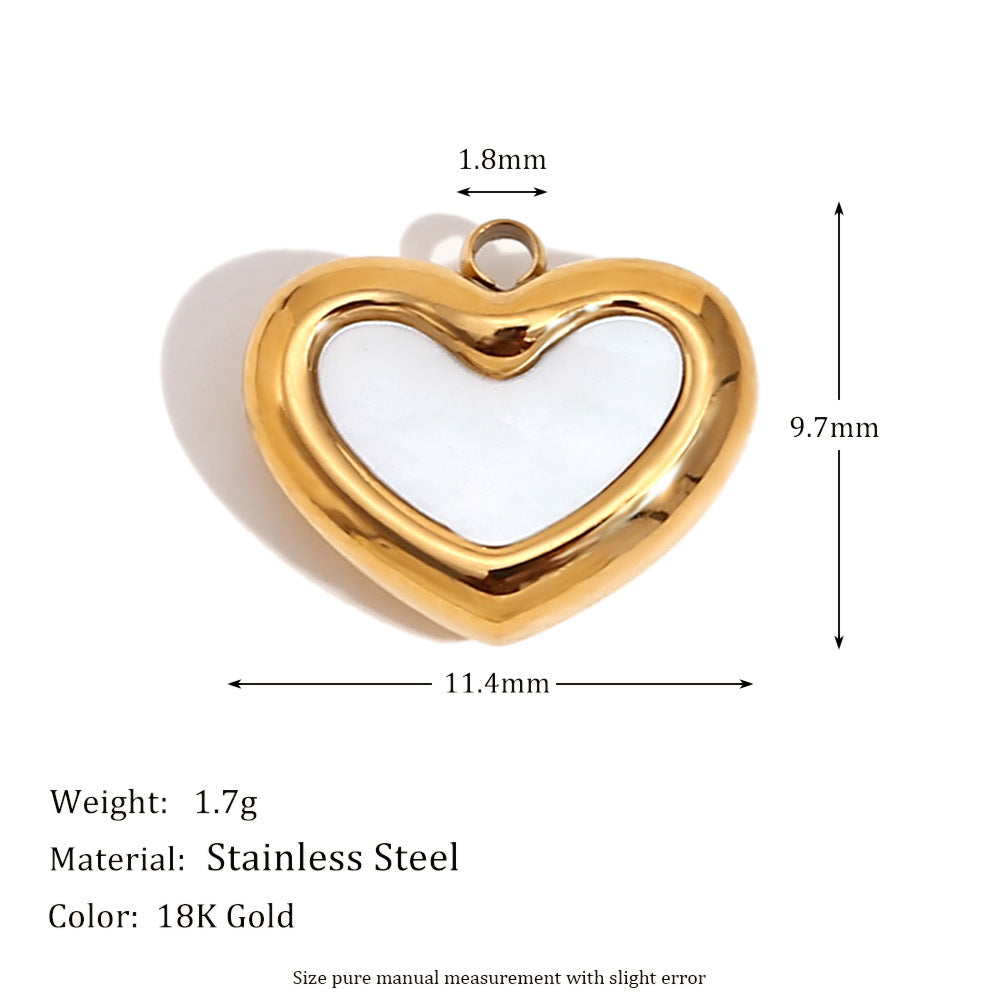 Jacie Geometric Gold Charms - Flat Love White Shell Pendant - Gold [26NMLTZD]