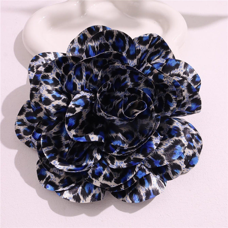 Catalaya Exaggerated Leopard Satin Brooch - Blue Leopard Print (19cm) [6N9S337Q]