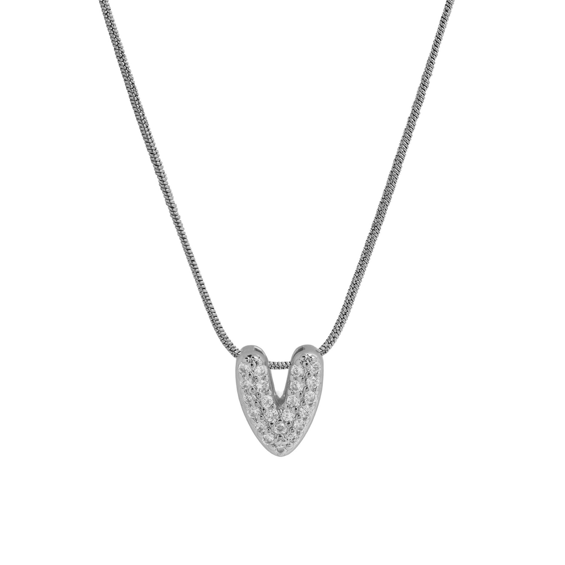 Deborah Initial Snake Necklace - Silver-tone V Initial [GCBKUTFC]