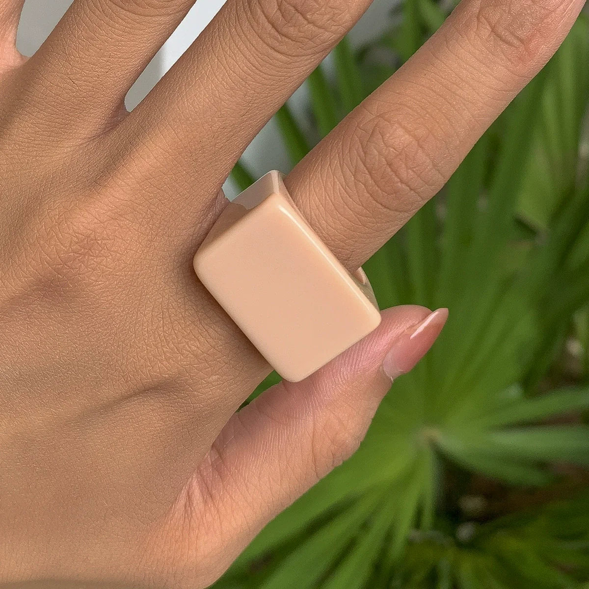 Miriam Chunky Square Resin Ring - Earth Pink