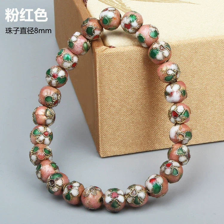 Azuri Enamel Filigree Bracelet - Pink 0.8cm (25 beads)