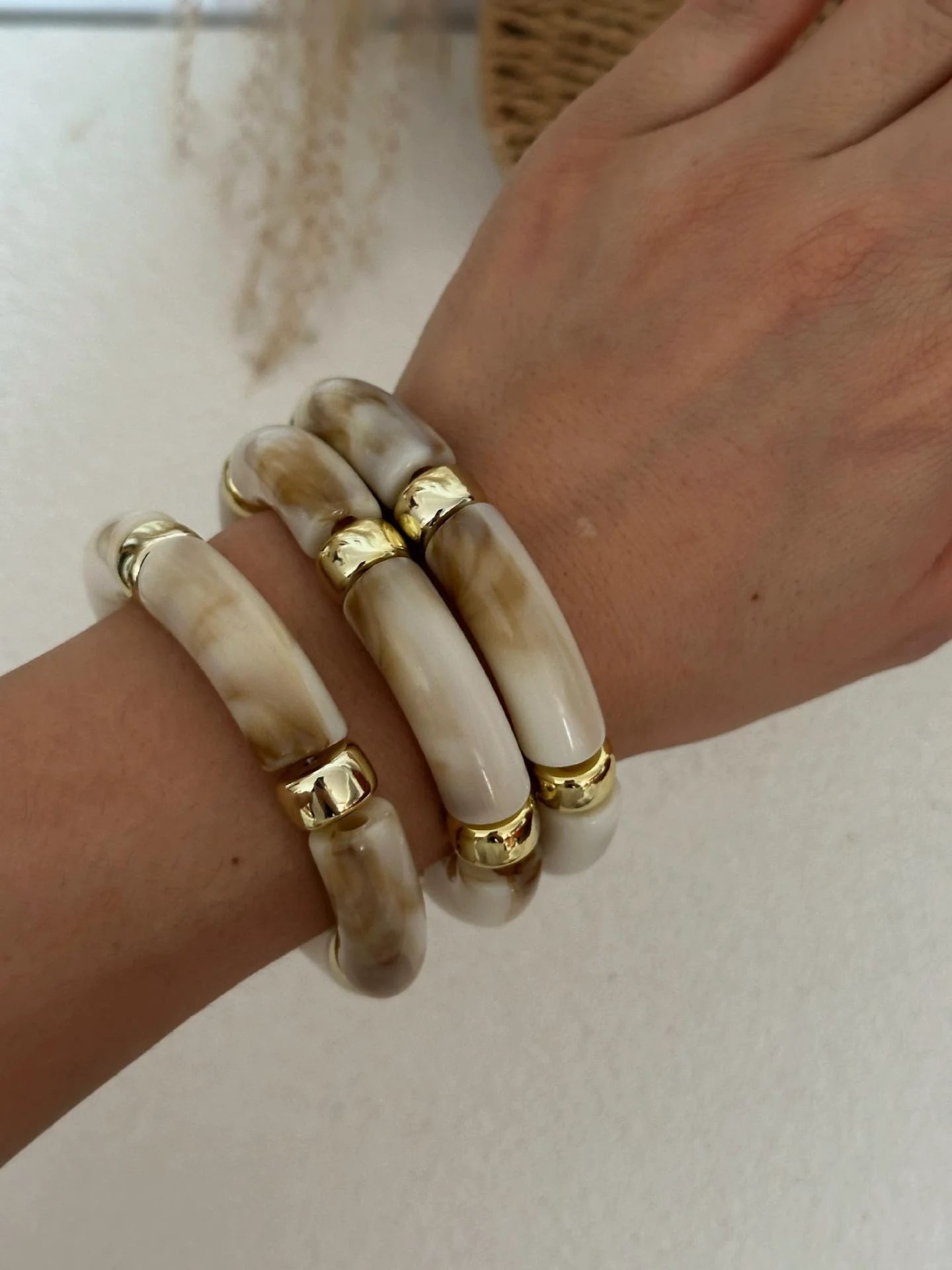 Nashly Abstract Resin Bangle - Coffee Swirl