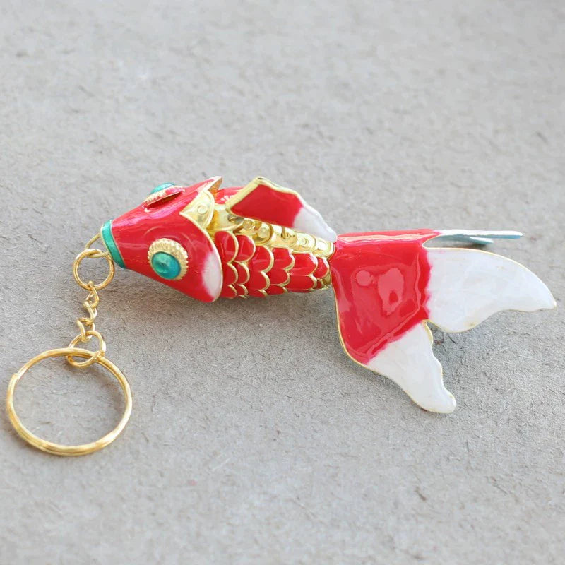 Zahraa CloisonnŽ Goldfish Keychain - Red (Large)