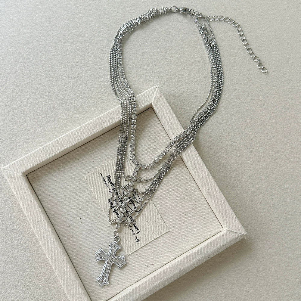 Mazie Layered Cross Necklace - Cross Multi-layered Necklace [I001O2XJ]