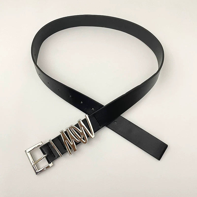Ellanora Geometric Buckle Belt - Geometric Buckle Belt