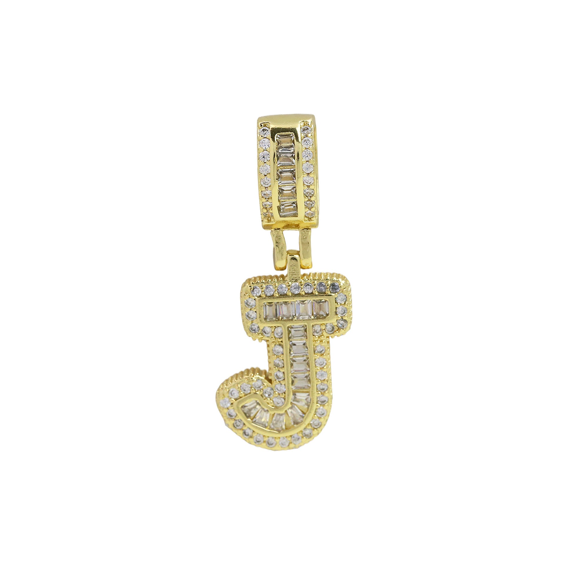 Maida Gold Letter Pendant Necklace - Gold Pendant J [NRTWJ41R]