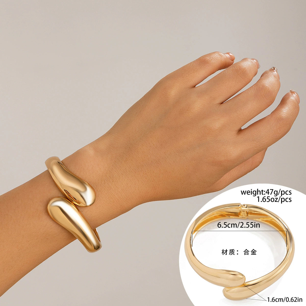 Ailynn Asymmetrical Pleated Metal Bracelet - Bracelet Gold Style 1 [4LZ3H008]