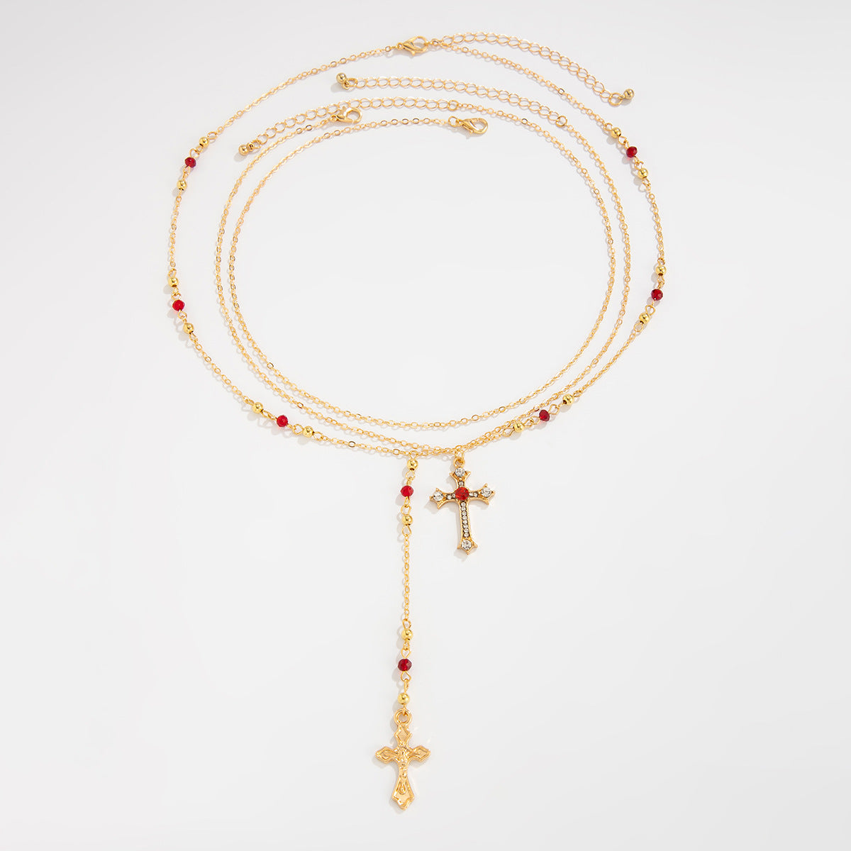Blakley Colorful Layered Necklace - Gold + Red [YBIVF672]