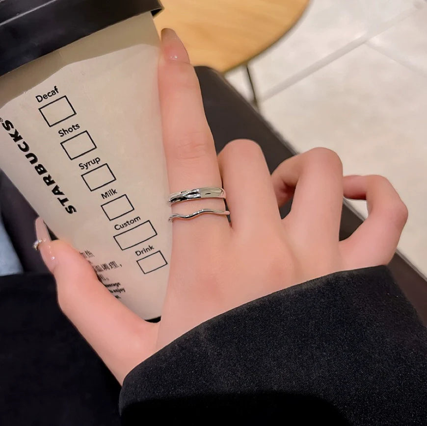 Coralynn Double Rose Open Ring - Double Layer Twisted Open Ring