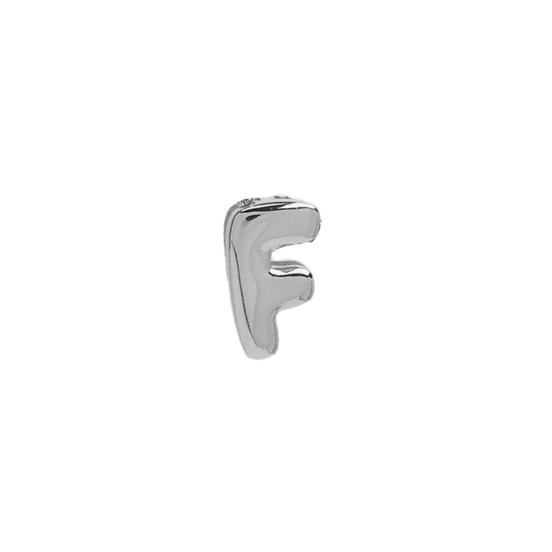 Devora Bubble Letter Necklace - White Gold Tone Letter F Pendant [8N10IX6F]