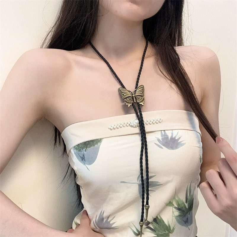 Aylee Convertible Star Chain - Bronze Butterfly Necklace