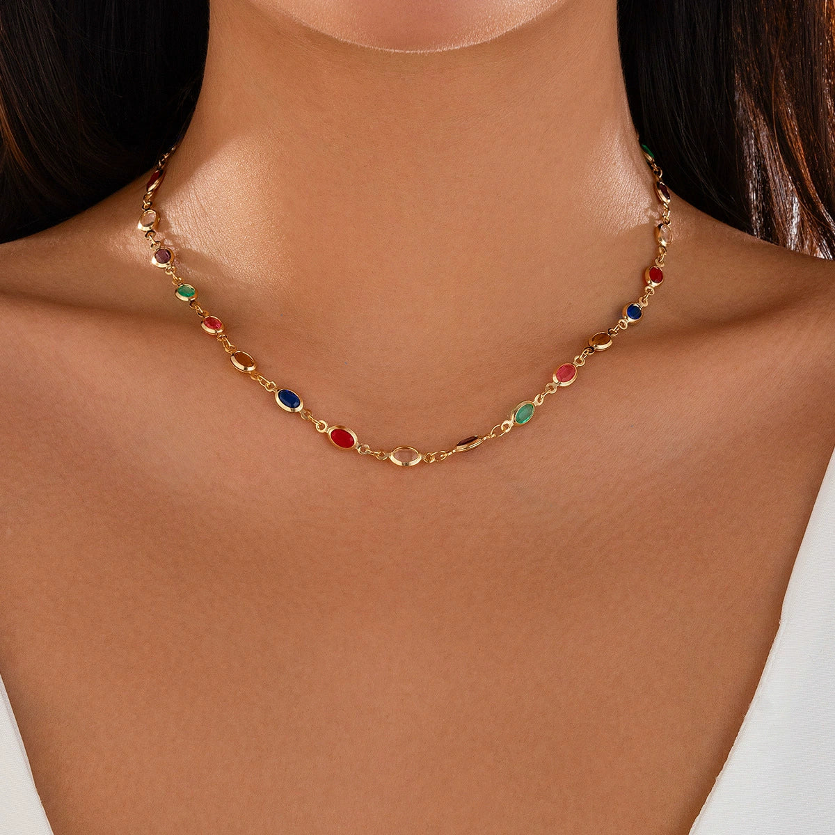 Laelynn Crystal Layered Necklace Set - 03 Necklace - Gold [01WLUMQV]