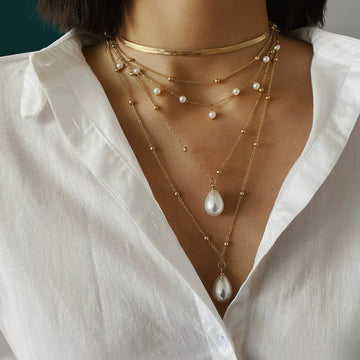 Charleston Layered Pearl Chain Necklace - Radiant Gold