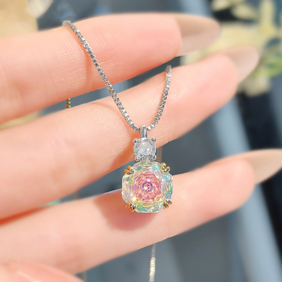 Madelyne Radiant Octagonal Set - Iridescent Pendant Necklace [1P0UVX3J]