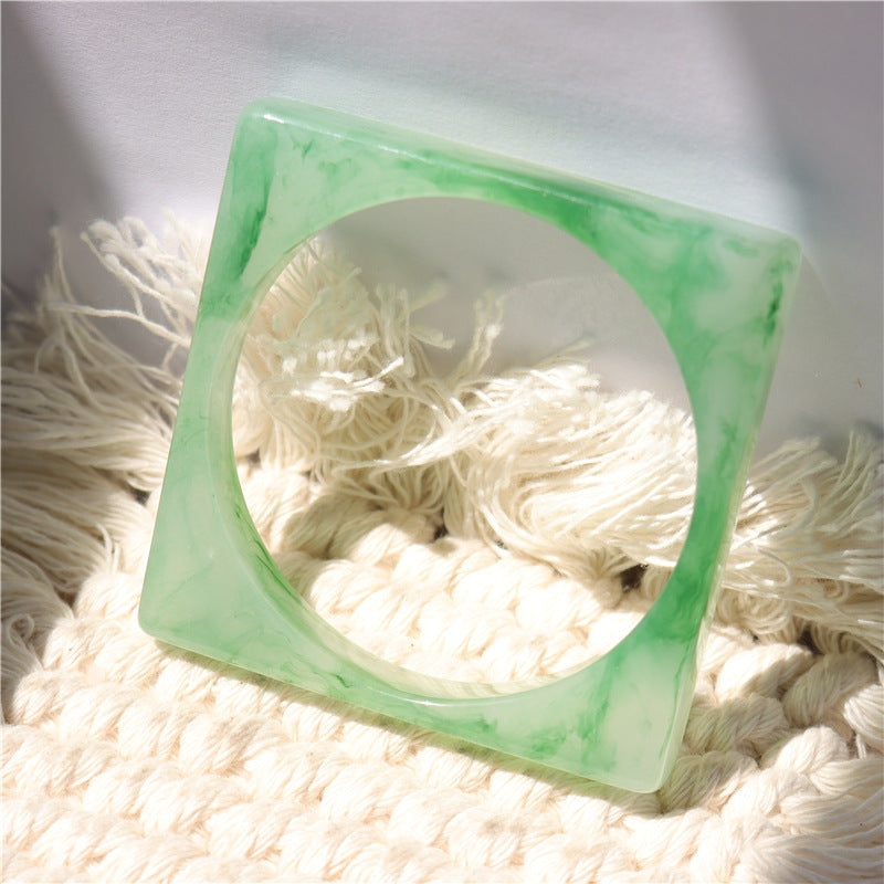 Francesca Marble Resin Bracelet - Square Floral Green [DLZ2BGJO]