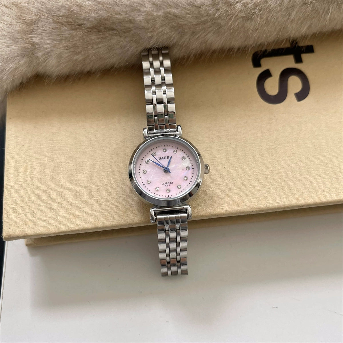 Kenzi Elegant Steel Watch - Silver Band Pink Face [6JHOIAA3]
