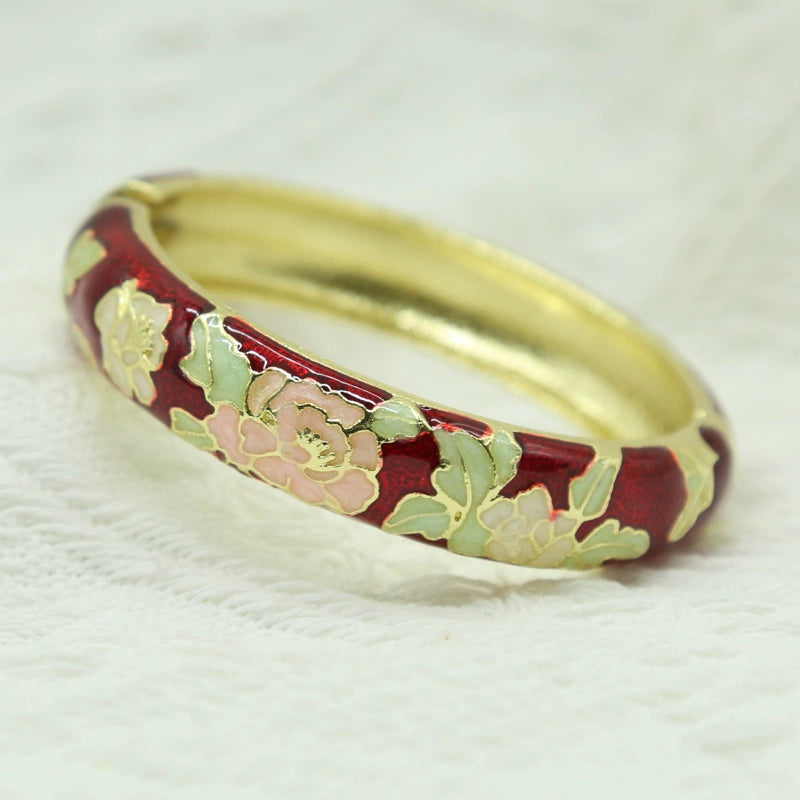 Jariah Peony Cloisonné Bracelet - Wine Red [JQI26BU8]