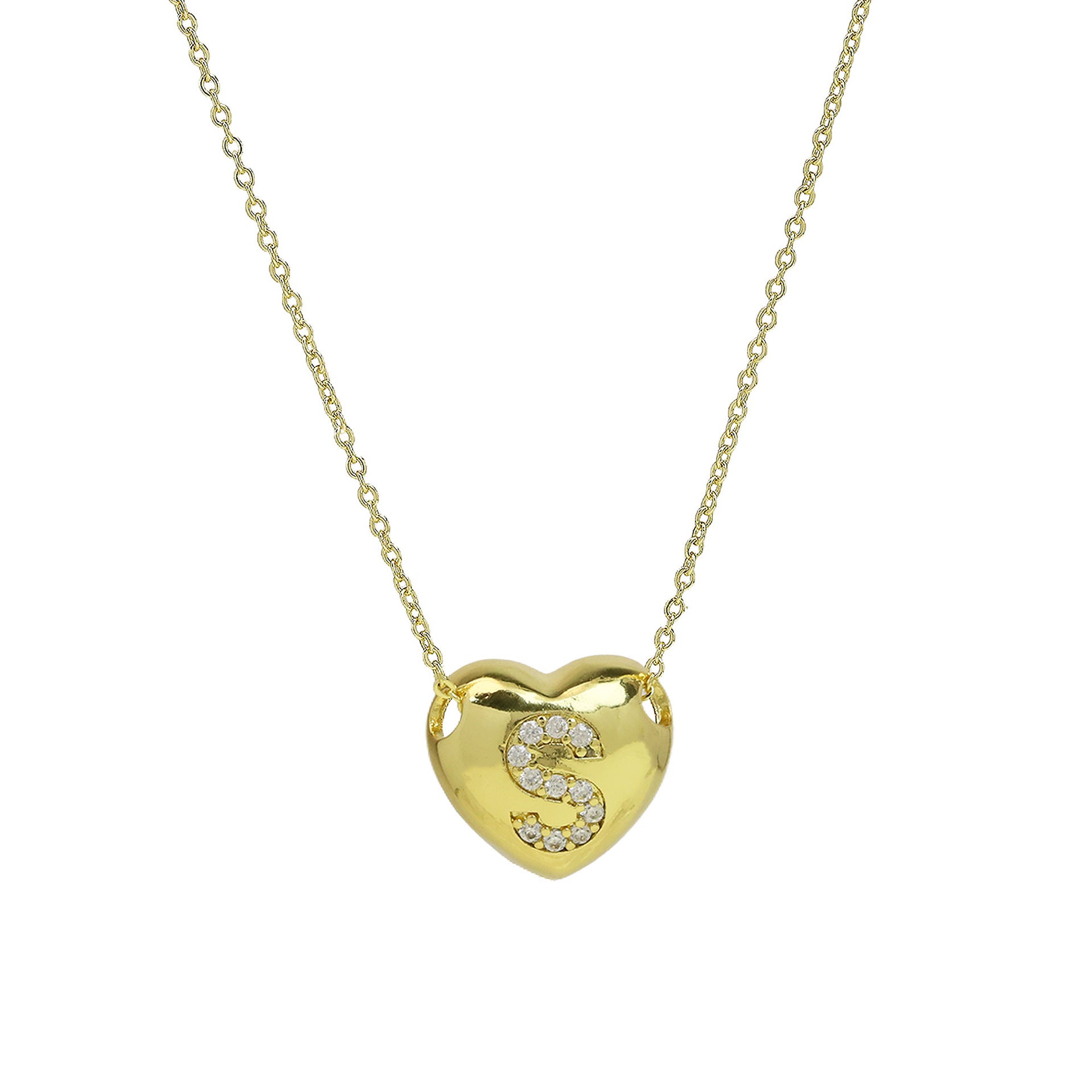 Una Heart Initial Necklace - Letter S [QY9XQBYS]