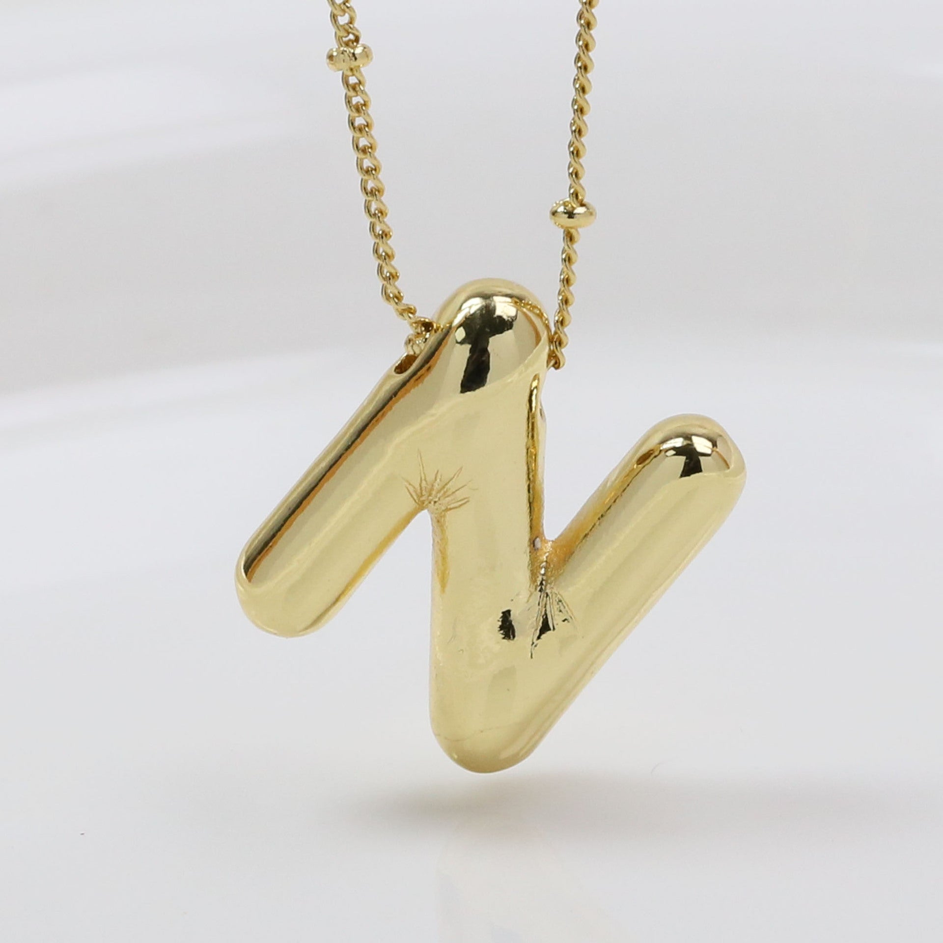 Aberdeen Bubble Initial Necklace - N (Necklace) [I46EMPH4]